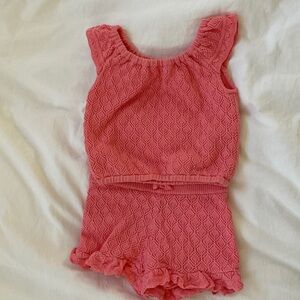 Janie and Jack Coral Lace Romper